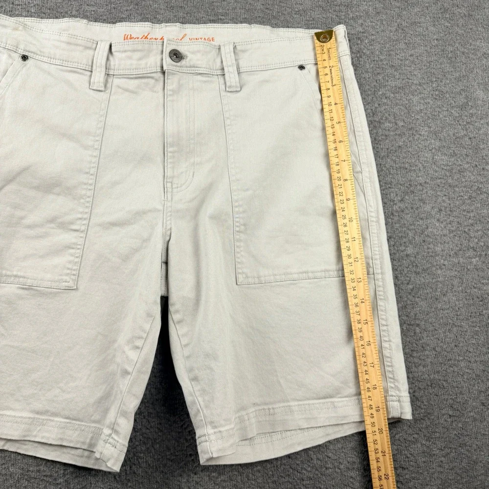 Weatherproof Vintage Men's Utility Cargo Shorts 38 Beige Cotton Spandex Stretch‎